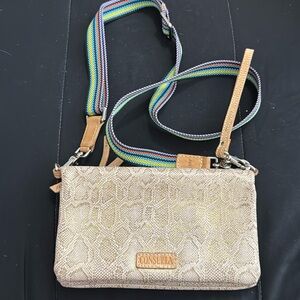 Consuela Gold and Tan Crossbody Bag